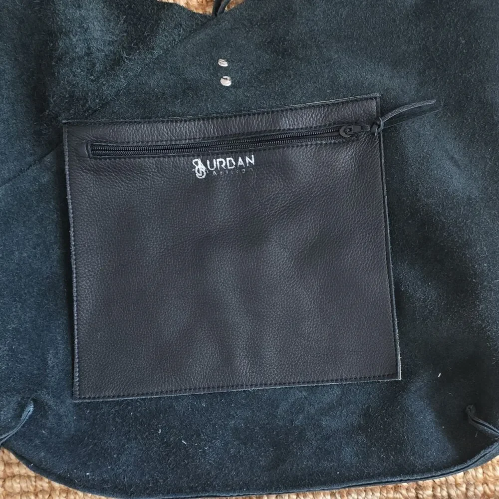 Urban Artisan Black Pebbled Hobo Bag Tassel Accent Magnetic Closure Large